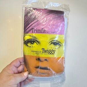 Vintage1970s Trimfit inspired by Twiggy white fishnet hosiery, size 5.2" to 5.5"